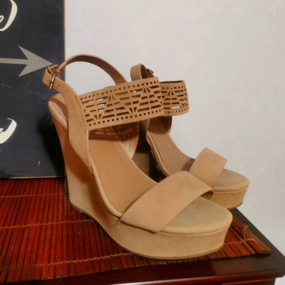Faux Suede Wedge Sandals